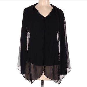 Vince Camuto Black Top with Sheer Overlay - Size Small